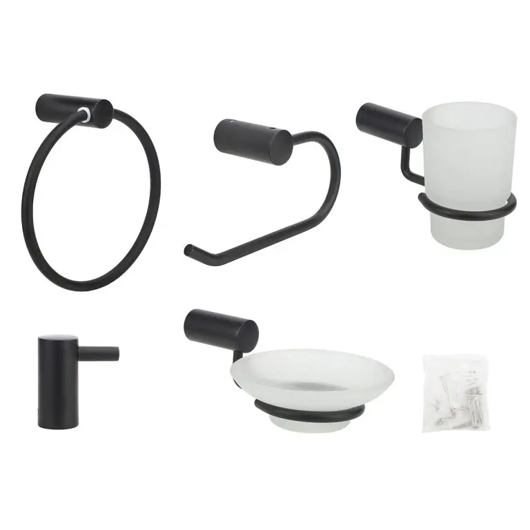 SET DE ACCESORIOS PARA BAÑOS 5 PIEZAS NEGRO 